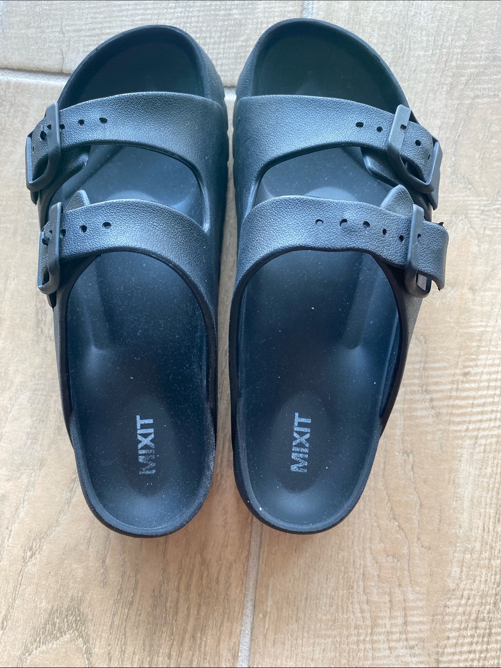 Mixit Black Double-Buckle Slide Sandals Sz 9